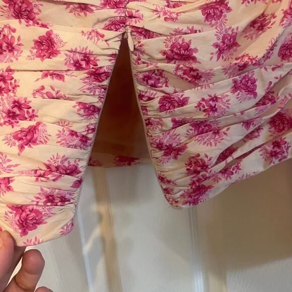 Zara Pink Floral Off The Shoulder Bardot Top Size Large - Picture 9 of 13